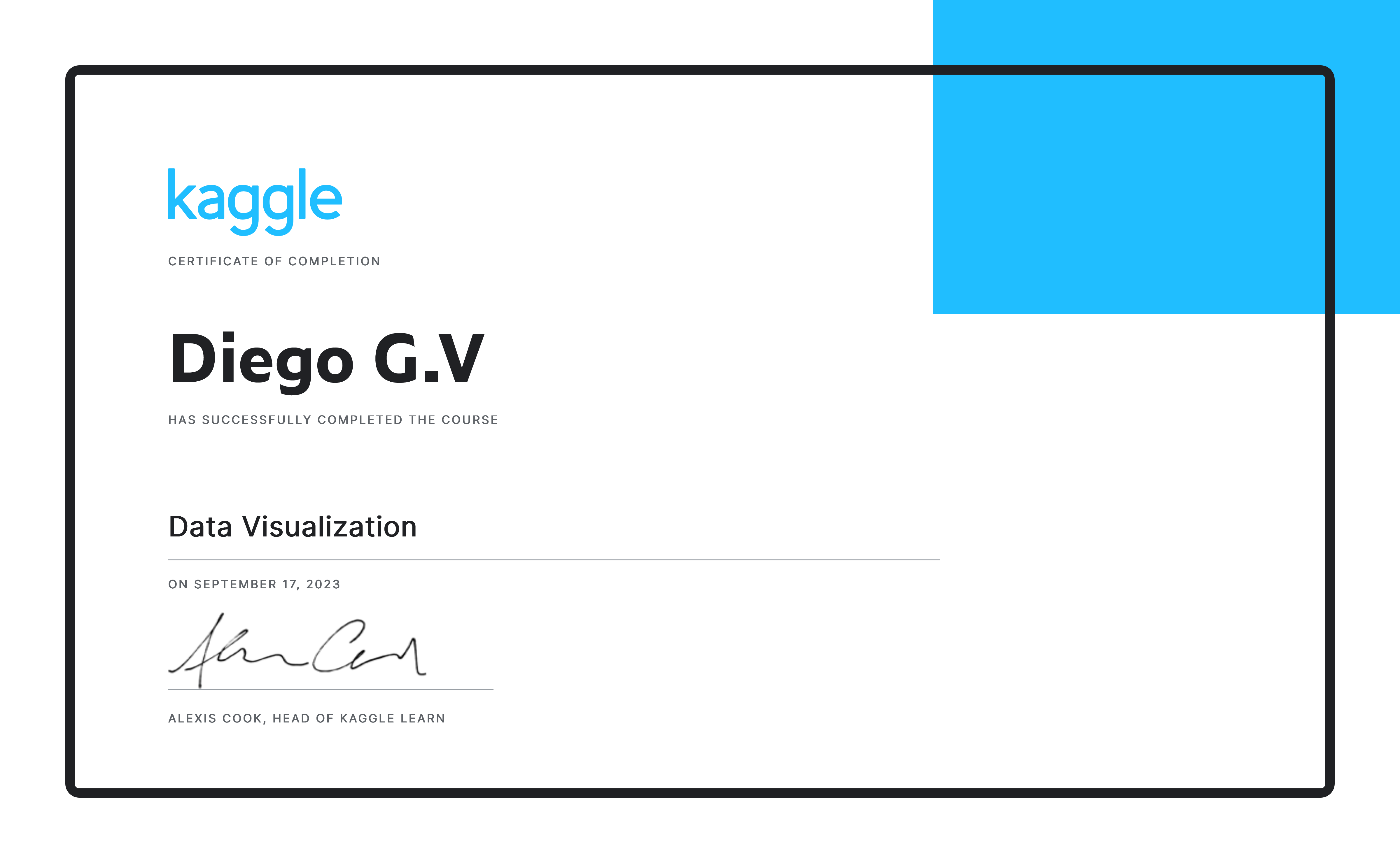 Certificate for Data Visualization